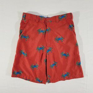 BERMUDA STYLES Men's (Actual  31" x 8") (Tagged 32) Red Crab Print Shorts